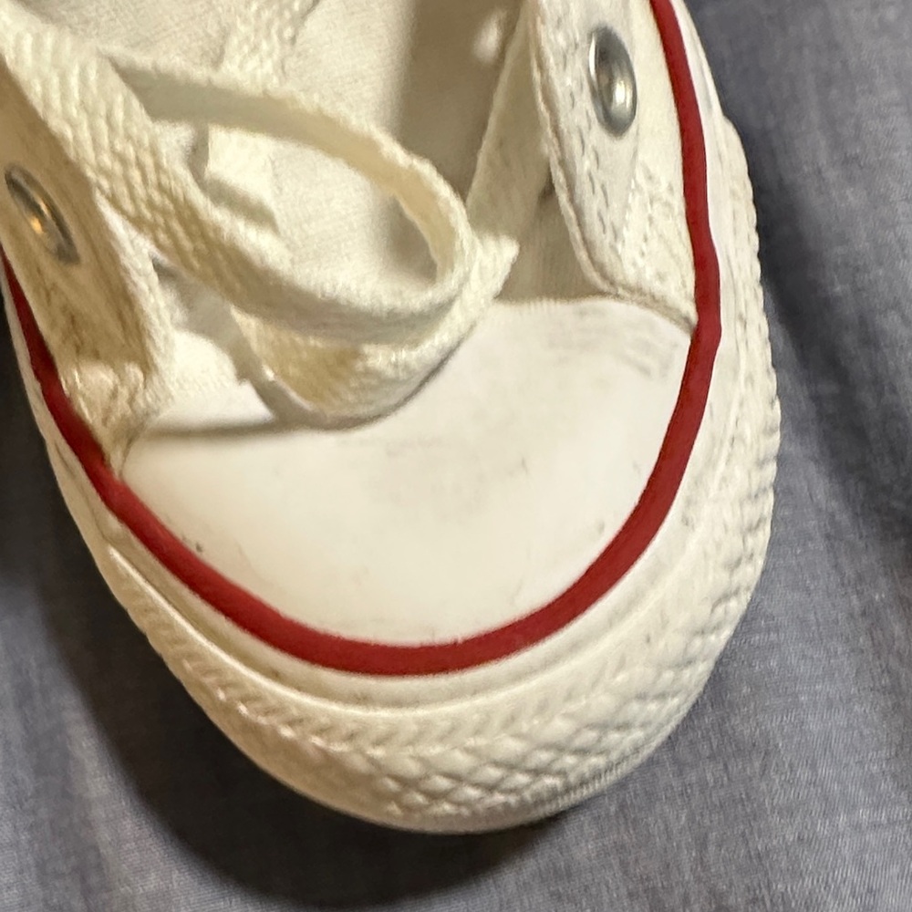Converse Chuck Taylor All Star High-Top Sneakers in White with Red Trim - Picture 5 of 7